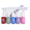 Five 0.5 Oz. Nail Polish Bottles & 7" Emery Board in Plastic Zip Bag